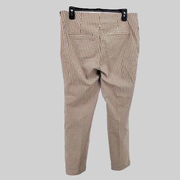 A New Day Plaid‎ Flat Front Pants Brown Beige Black Check Womens 12 Pre-Owned - Picture 4 of 12